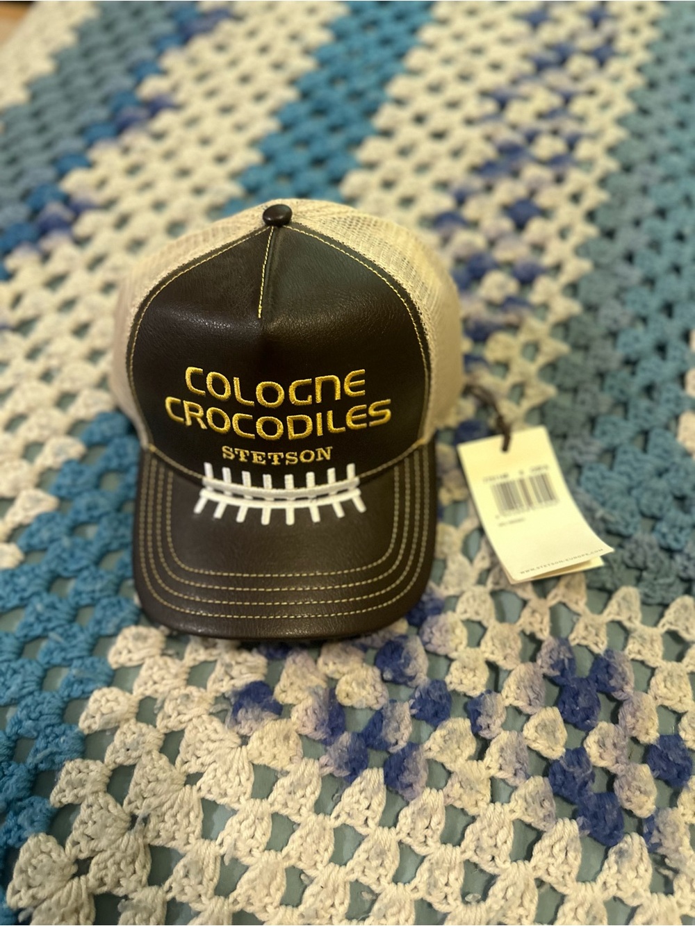 Stetson Brown & Cream 'Cologne Crocodiles' Embroidered Trucker Hat